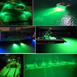 UWDESY 2Pcs 27 LEDs Green Marine Boat Lights,IP68 Waterproof Underwater Boat Trailer Light Pontoon Boat Transom Lights Stern Navigation Light Boat Interior Deck Lights 10-30V DC