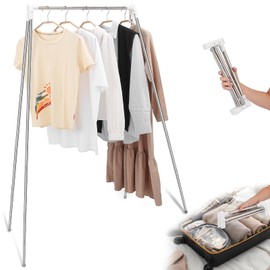 Idong Travel Garment Rack,Portable and Foldable,13-28inch Retractable Clothes Drying Rack for Camping, Traveling, Outdoor, Home Laundry, etc. A Collapsible Mini Clothing Rack (White)
