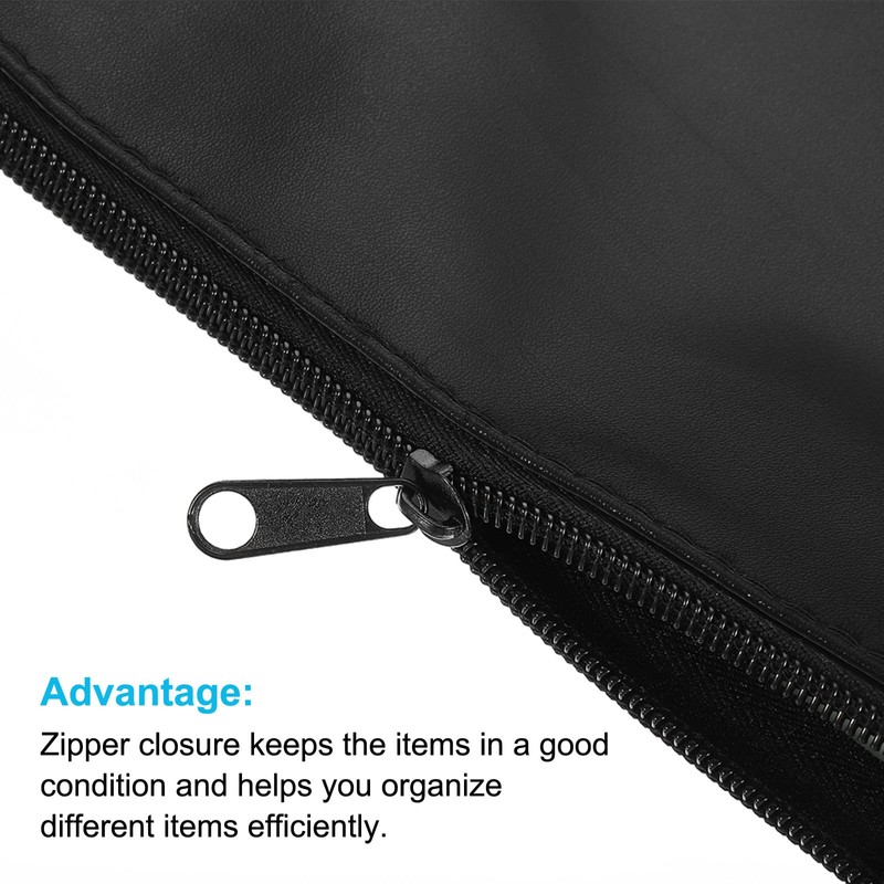 PATIKIL Waterproof Zipper Bag Faux Leather Small Compact Invoice Bank