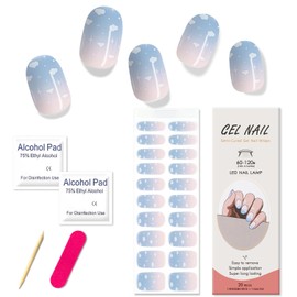 Boloshine 20 Pcs UV Nagelfolien Nail Wraps Selbstklebende Nagelfolie Gel Strips, Halbgehärtete UV Gel Nagelsticker, Gelnägel zum Aufkleben Gellack Wraps für Frauen Mädchen, Abenddämmerungs-Wolkenmeer