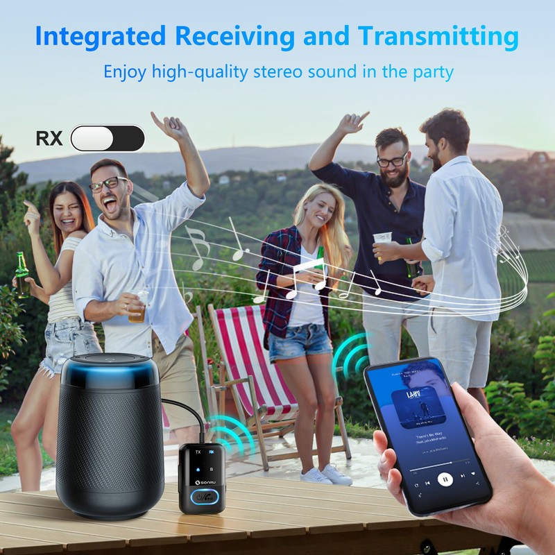 Bluetooth 5.3 Transmitter Adapter for Airplane 2-in-1 Wireless Bluetooth Audio