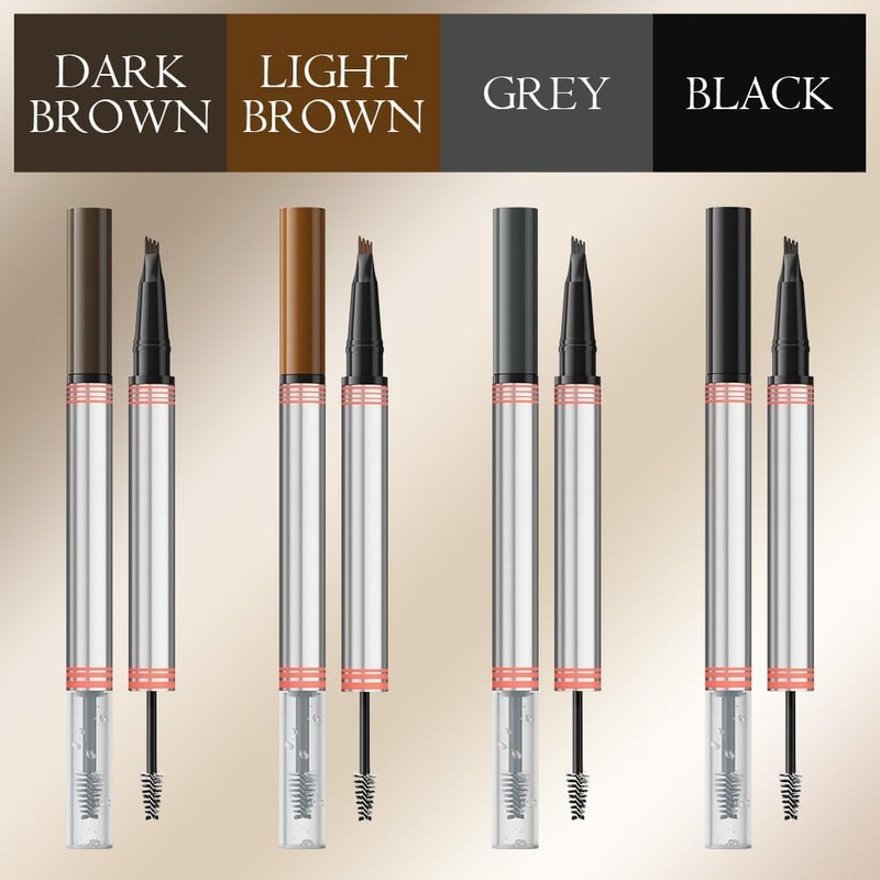 2-in-1 Eyebrow Pencil with Gel, Microblading Eyebrow Pencil with 4