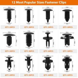 Flytuo 245PCS Bumper Retainer Clips Car Plastic Rivets Fasteners Push Retainer Kit Most Popular Sizes Auto Push Pin Rivets Set -Door Trim Panel Fender Clips for GM Ford Toyota Honda Chrysler