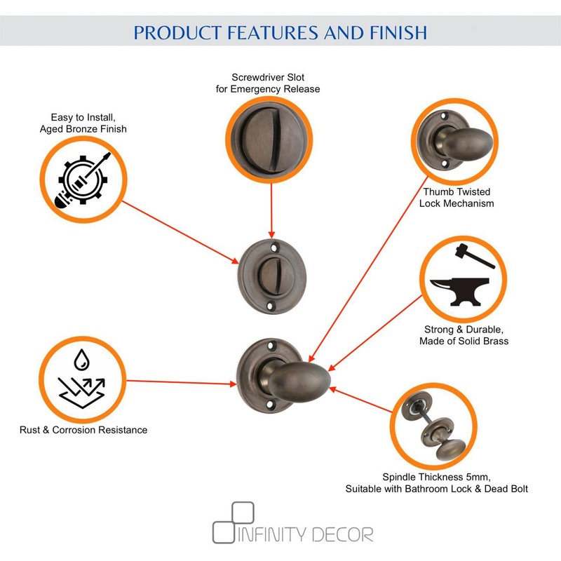 Infinity Decor Slimline Security Thumb Turn and Release Lock Pack