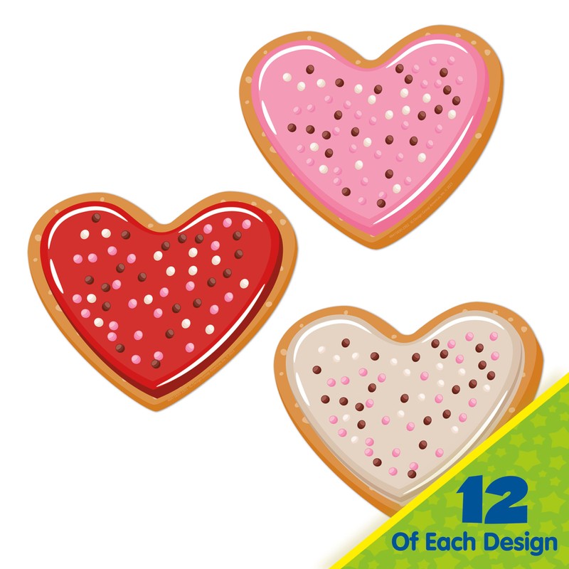 Eureka Valentine's Day Cookies Paper Cut-Out Classroom Decorations for Teachers,