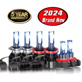 CHUSYYRAY Combo 6000K LED Headlight H7+H11+H11 High+Low Beam+Fog Light Bulbs 3 Sets