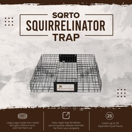 Rugged Ranch Squirrel Trap, Live Animal Catch & Release Cage, Squirrelinator, Black - Humane Indoor and Outdoor Catcher for Chipmunks and Squirrels