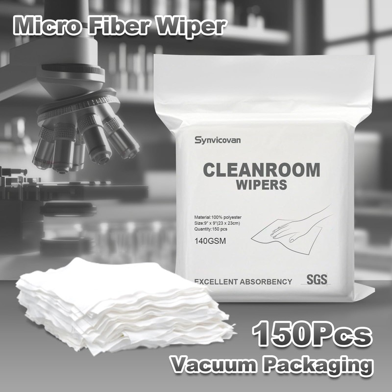 Synvicovan Cleanroom Wipers 9"x9"(150 Pcs, 100% Polyester, Class 100, 140GSM)
