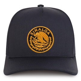 Trendy Apparel Shop Sinaloa Mexico Patch Premium Cotton 5 Panel Pro Style Cap - Black - Gold Patch