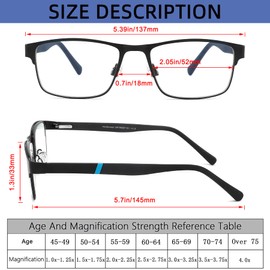 3-Pack Reading Glasses for Men Blue Light Blocking Trendy Metal Frame Computer Readers with Spring Hinges Anti Eye Strain/Glare Uv Ray Filter Eyeglasses(+1.75 Magnification Strength)