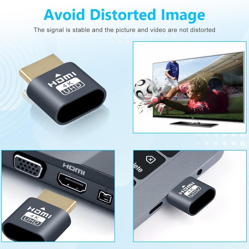 AXFEE HDMI Dummy Plug, 4K@60Hz 3840x2160 Display Emulator, Portable Wireless