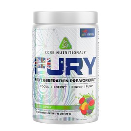 Core Nutritionals Fury Platinum Pre Workout Intensifier with 375mg Caffeine, 5G Creatine Monohydrate, 6G L-Citruline for Maximum Pump, Power, Focus and Energy, 20 Servings (Sour Candy)
