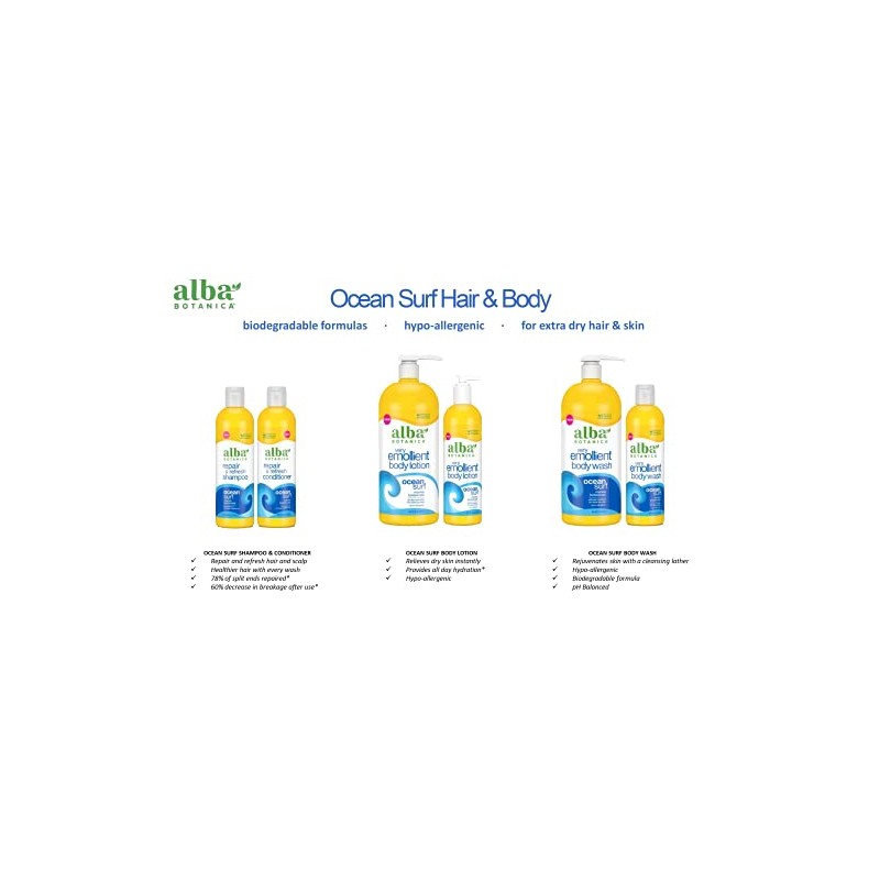 Alba Botanica Very Emollient Body Lotion, Ocean Surf, 12 Oz