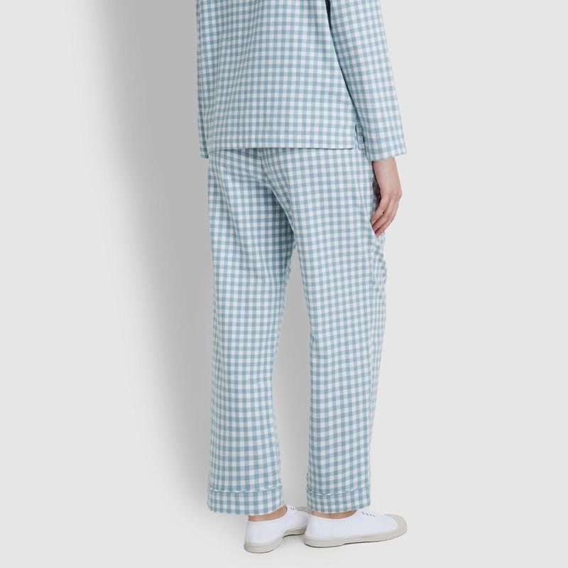 JAJU [JAJU/자주] 여 플란넬 파자마 세트_다크 블루 [JAJU] Women's Flannel