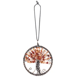 Nupuyai Crystal Tree of Life Hanging Decoration, Handmade Wire Wrap Crystal Wall Hanging Ornament for Living Room, Balcony, Garden, Car, Window Decoration, Carnelian