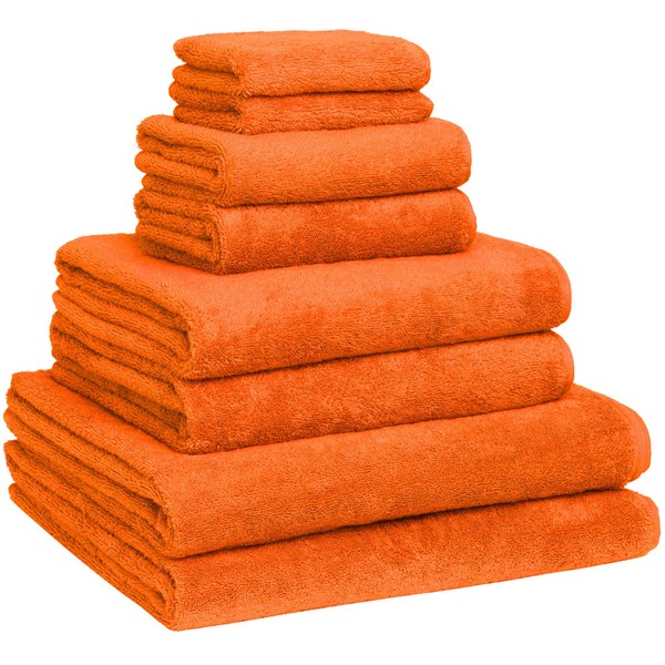 Luxury Extra Large 8-Piece Turkish Towel Set with 4 Bath Towels (30x60 and 24X48) - Orange