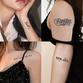 Lettering Tattoo Sticker, 2-Week Lasting, Natural-Looking, Waterproof Henna Tattoo Lettering Tattoo Sticker 3ea