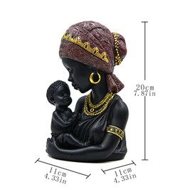 Dwysswyd African Mommy and Baby Statues,African American Mother and Son StatueAfrican Art Bust Statue, Mother and Child Sculpture,Suitable for Living Room Desktop Room Bookcase Entrance Decor