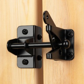 SANKINS Self-Locking Gate Latch for Wooden Fence Gate Heavy Duty, Post Mount Automatic Gravity Lever Gate Fence Door Latches for Wooden Fence Secure Pool Garden Shed, Black, Normal