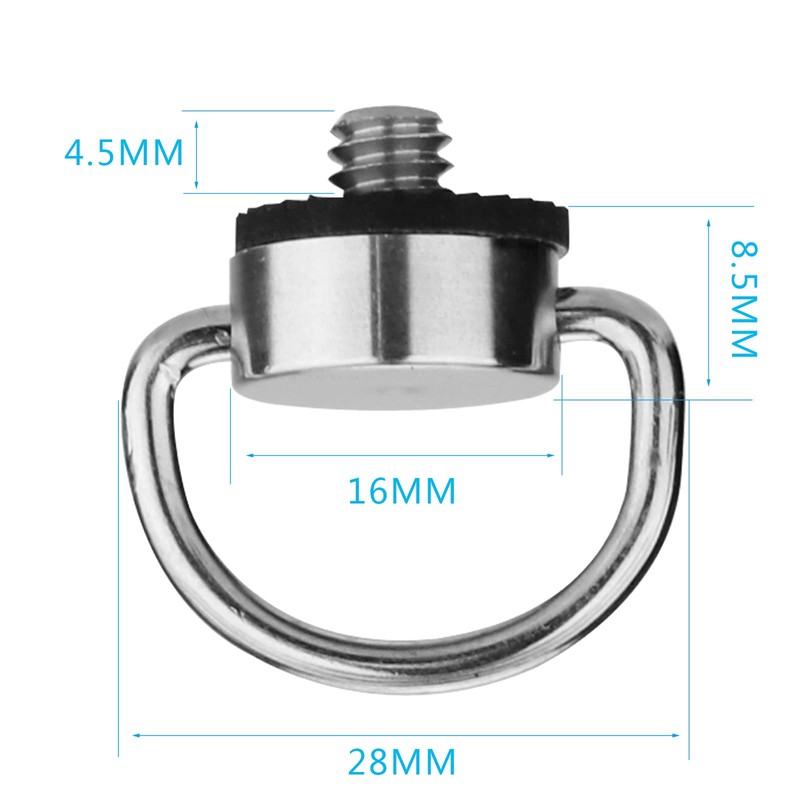 Shaft Thread D-Ring 1/4 Inch Screw for Camera Tripod Monopod