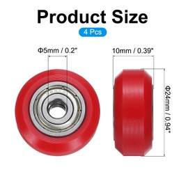 uxcell 4Pcs 3D Printer Wheel with 625ZZ Linear Bearing, 3D Printer Pom Roller Plastic Pulley Wheel for 3D Printer, Red