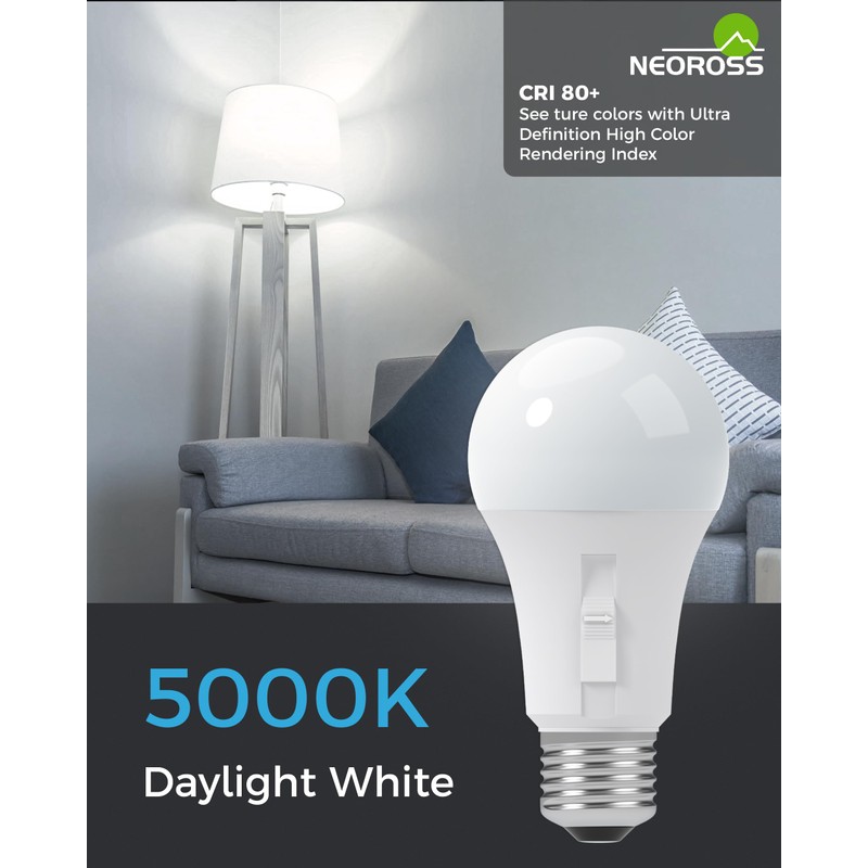 NEOROSS Upgraded Timer Light Bulb, 100W Equivalent A19 LED with
