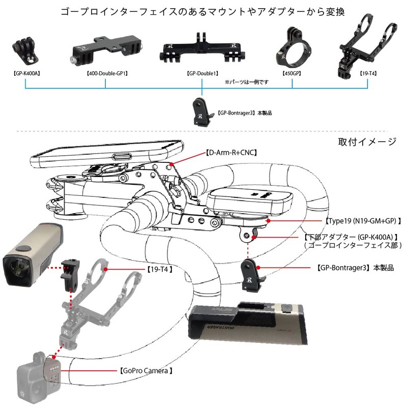 (Lek Mount) GP-Bontrager 3 Light Adapter for Bontrager, Short Type,