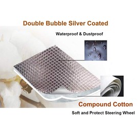 Big Ant Steering Wheel Cover Sun Shade + Bonus Side Window Sunshade-Heat Reflector Fit Most Jumbo/Standard Car-Sliver (20.1"X 17.3")