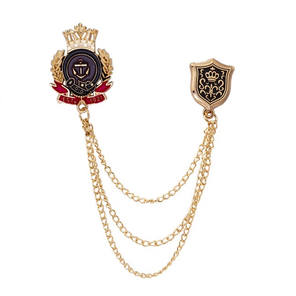 Knighthood Brooch Pin British Royal Navy Crowned Anchor With Shield