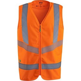 TROJAN Arco Responsible Mens Hi-Vis Safety Vest, Orange, Class 2 EN ISO 20471 & RIS-3279-TOM, Recycled Polyester, Zip Closure, Reflective Tape, Sustainable Workwear, Size Large