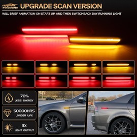 Dynamic Amber Red LED Side Marker Lights for Acura TL 2004 2005 2006 2007 2008 Front Rear Smoked Lens Fender Bumper Sequential Indicator Lamps Assembly, Replace OEM 33850SEPA01