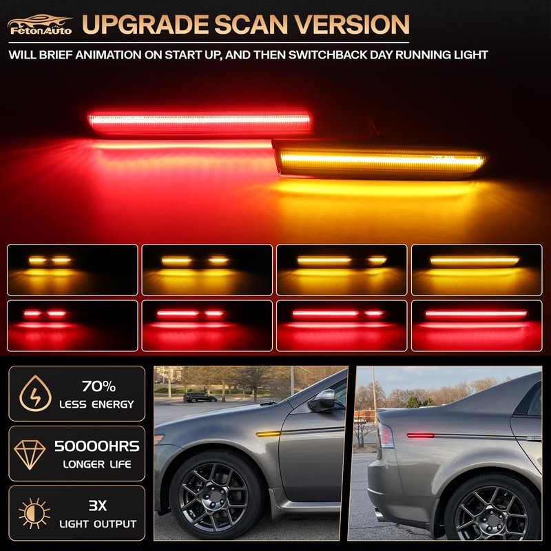Dynamic Amber Red LED Side Marker Lights for Acura TL