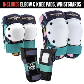 Triple Eight Saver Series 3-Pack Pad Set– Ideal for Skateboarding, In-line Skating, Roller Skating, and Biking