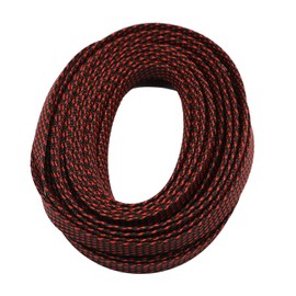 30ft PET Expandable Braided Sleeving Flexo Wire Cable Sleeve (2/3", Red&Black)