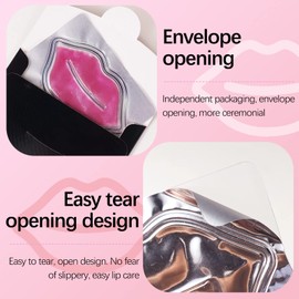 Collagen Cherry Lip Mask, 10 Pack Lip Pads, Ideal for Moisturizing, Removing Dead Skin, Reduce Lip Wrinkles, Anti-Crack and Anti-Ageing