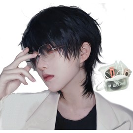 MGRANDE wig premium line 【 active top stylist produce 】 6 items set inner color line men's original wig short small face effect(black layer wolf DY64B)