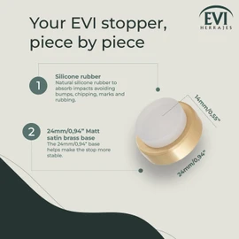 EVI Herrajes Wall Mounted Door Stop,Matte Brass - White Rubber,24x14mm,I-205/24-BMT