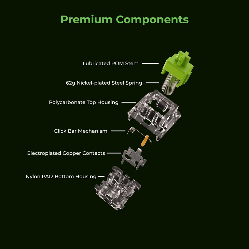Glorious Raptor Clicky Switches for Mechanical Keyboards for Gaming: 36