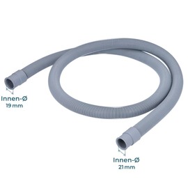 Kenekos - 1.5 m drain hose / extension for washing machine or dishwasher - Flexible waste water hose, diameter of the ends 19 mm and 21 mm. Two straight connections