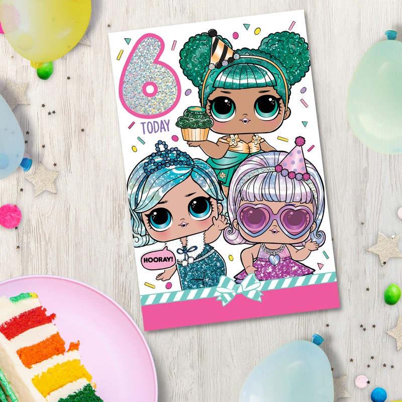 LOL Surprise Card, Happy 6th Birthday Card, Age 6