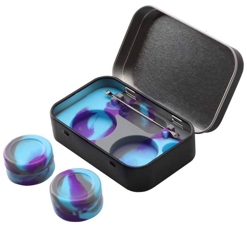 XIFEI portable stainless steel tin box 2-5ml silicone container jars，
