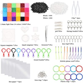 BUYGOO 13000Pcs 2.6mm Mini Fuse Bead Kit, Pixel Art Bead, 24 Colors DIY Art Craft Fuse Beads Set