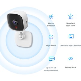Tapo 2K Indoor Security Camera, Dog Camera,Baby Monitor, Motion Detection, 2-Way Audio,3MP, Night Vision, Cloud &SD Card Storage, Works with Alexa & Google Home, No Hub Required (Tapo C110)