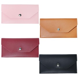 Paidiem 4 Pieces Cash Envelope Wallet Faux Leather Money Stuffing Wallets Organizer Envelope Wallet Retro Clutch Wallets for Men Women Cash Check Billing(Black, Pink, Brown, Red)