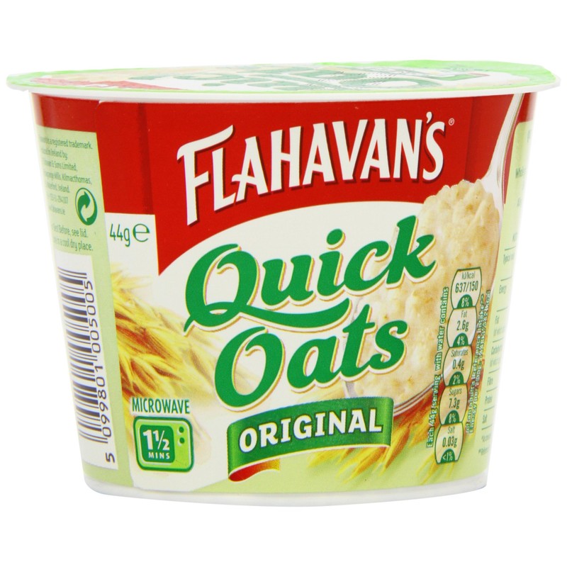 Flahavans Original Quick Oats Pot 44 g (Pack of 12)