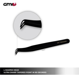GMI Tweezers - Eyelash Extension Tweezers - Stainless Steel Lash Extension Tweezers - Eyelash extension kit - Lash tweezers for Eyelash Extensions - L-Shaped.