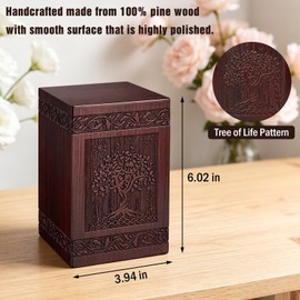 SOITIS Tree of Life Urns for Human Ashes Wood Urns for Ashes Small Urns for Human Ashes Urns for Human Ashes for Adult Men Women Decorative Urn Burial Funeral Keepsake Urns for Ashes
