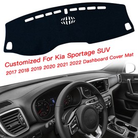 KEEGTBOX - Funda de salpicadero para consola central personalizada compatible con Kia Sportage SUV 2017, 2018, 2019, 2020, 2021, 2022, fundas para salpicadero (borde negro)