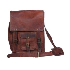 Komal's Passion Leather 11 Inch Sturdy Leather Messenger Satchel Bag (Brown)