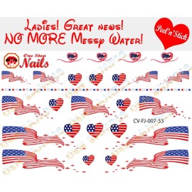 One Stop Nails 4th of July Clear Vinyl PEEL and STICK Nail Decals (NOT WATERSLIDE)